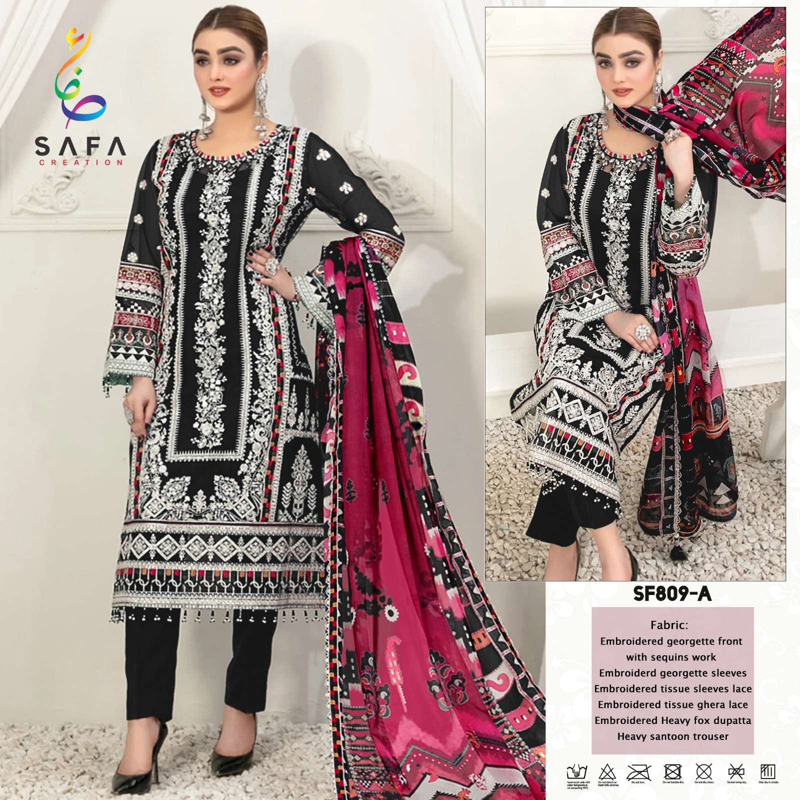 SF-809 COLOURS BY SAFA CREATION 809-A TO 809-D SERIES GEORGETTE WORK PAKISTANI DRESSES