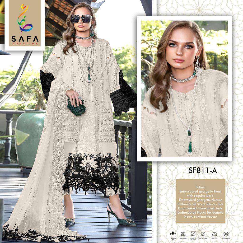 SF-811 COLOURS BY SAFA CREATION 811-A TO 811-E SERIES GEORGETTE WORK PAKISTANI DRESSES