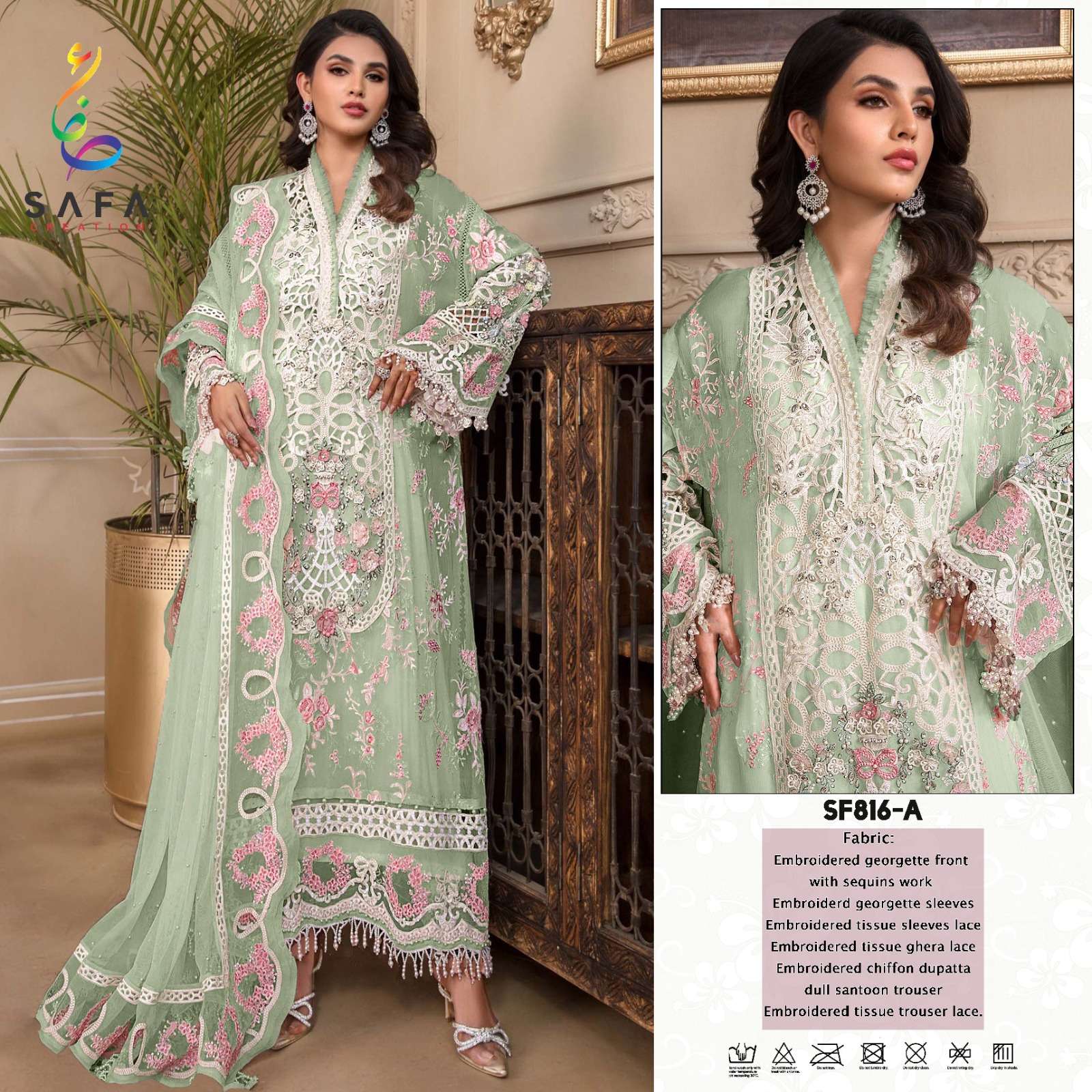 SF-816 COLOURS BY SAFA CREATION 816-A TO 816-D SERIES HEAVY GEORGETTE WORK DRESSES