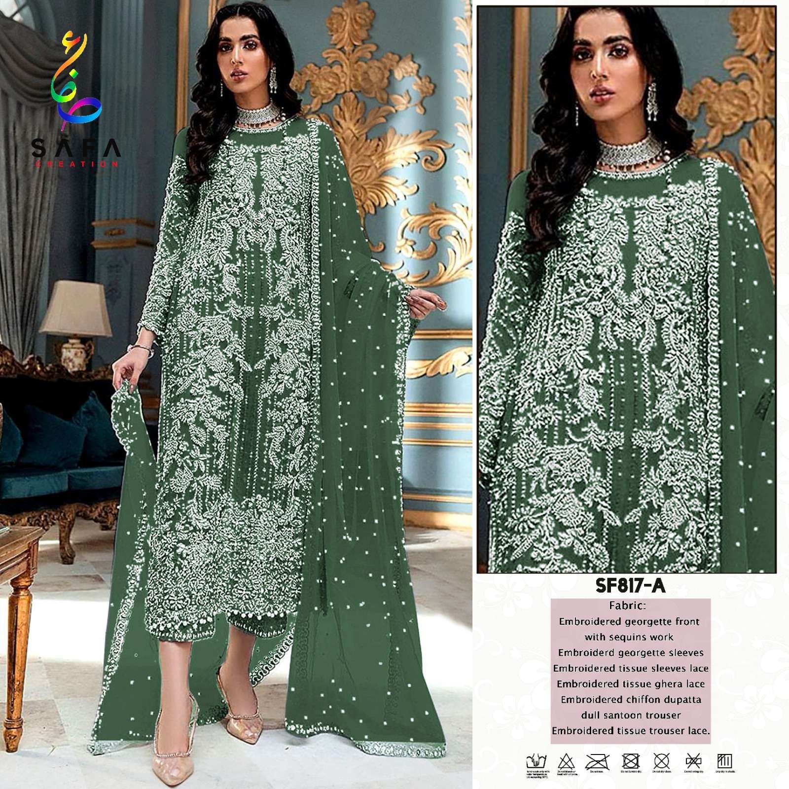 SF-817 COLOURS BY SAFA CREATION 817-A TO 817-D SERIES HEAVY GEORGETTE WORK DRESSES