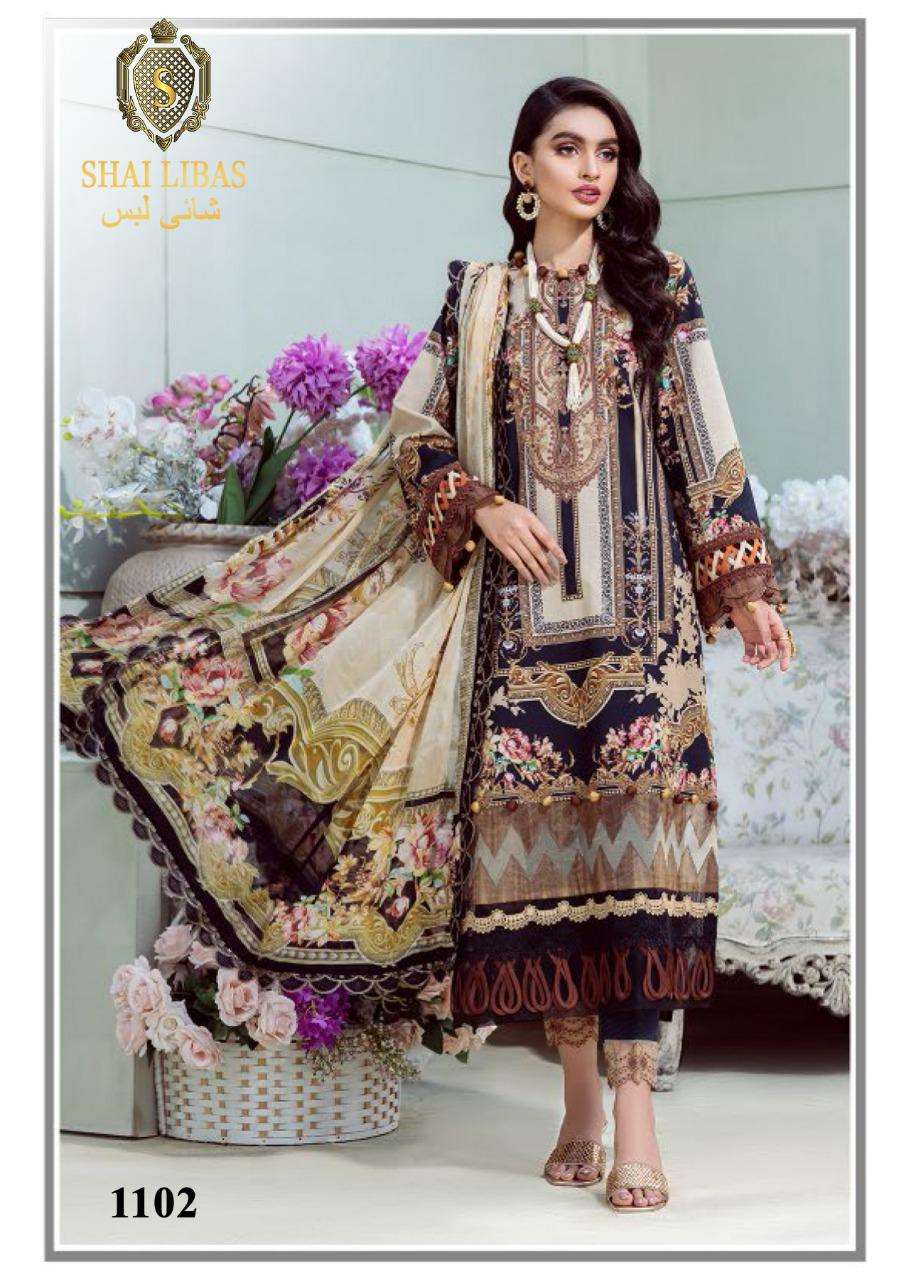 SHAI LIBAAS SAADIA NOOR BY AQSAWHOLESALE 1101 TO 1106 COTTON PRINT WORK DRESSES