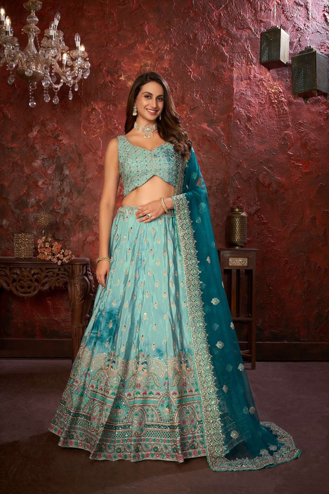 SHAISHAA VOL-2 BY AQSAWHOLESALE 9206 TO 9209 SERIES SHIBORI CREPE WORK LEHENGAS