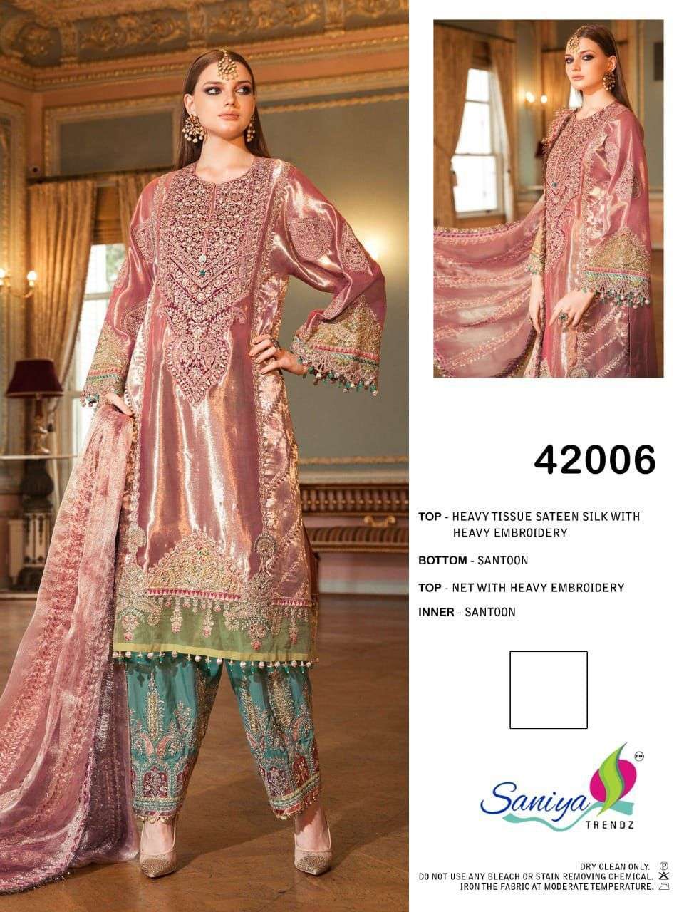 ST-42006 HIT DESIGN BY SANIYA TRENDZ ORGANZA EMBROIDERY WORK PAKISTANI DRESS