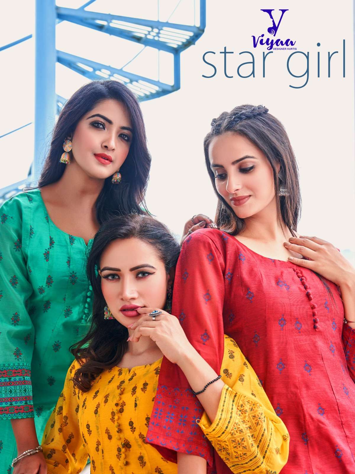 STAR GIRL BY VIYAA 101 TO 108 SERIES PURE CHANDERI MODAL PRINT WORK KURTIS