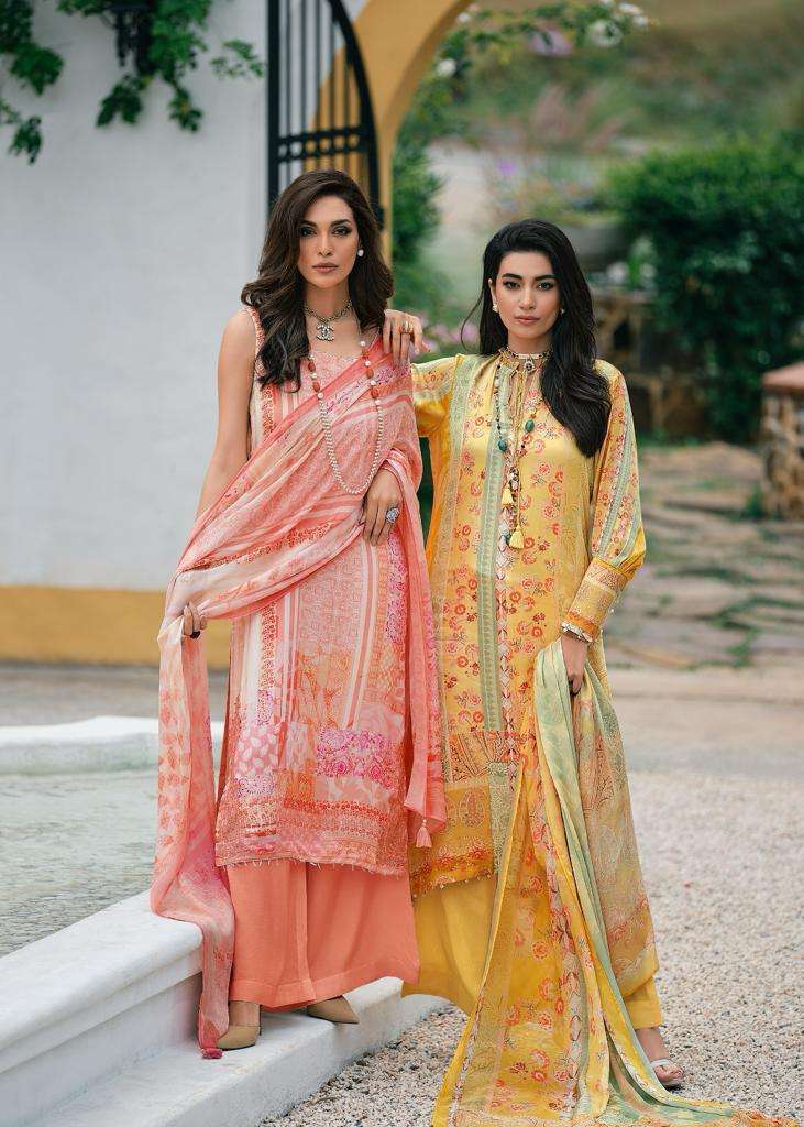 THE ELNAZ COLLECTION BY VARSHA 01 TO 06 SERIES MODAL SATIN PRINT WORK DRESSES