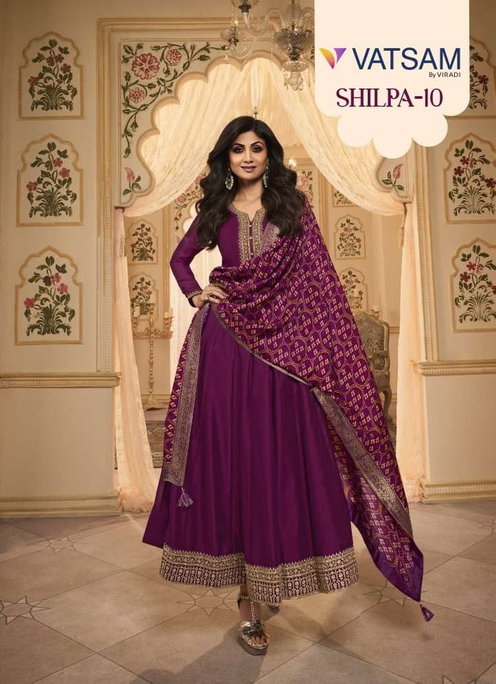 VATSAM SHILPA VOL-10 BY VIRADI 1051 TO 1054 SERIES BHAGALPURI SILK WORK READYMADE DRESSES