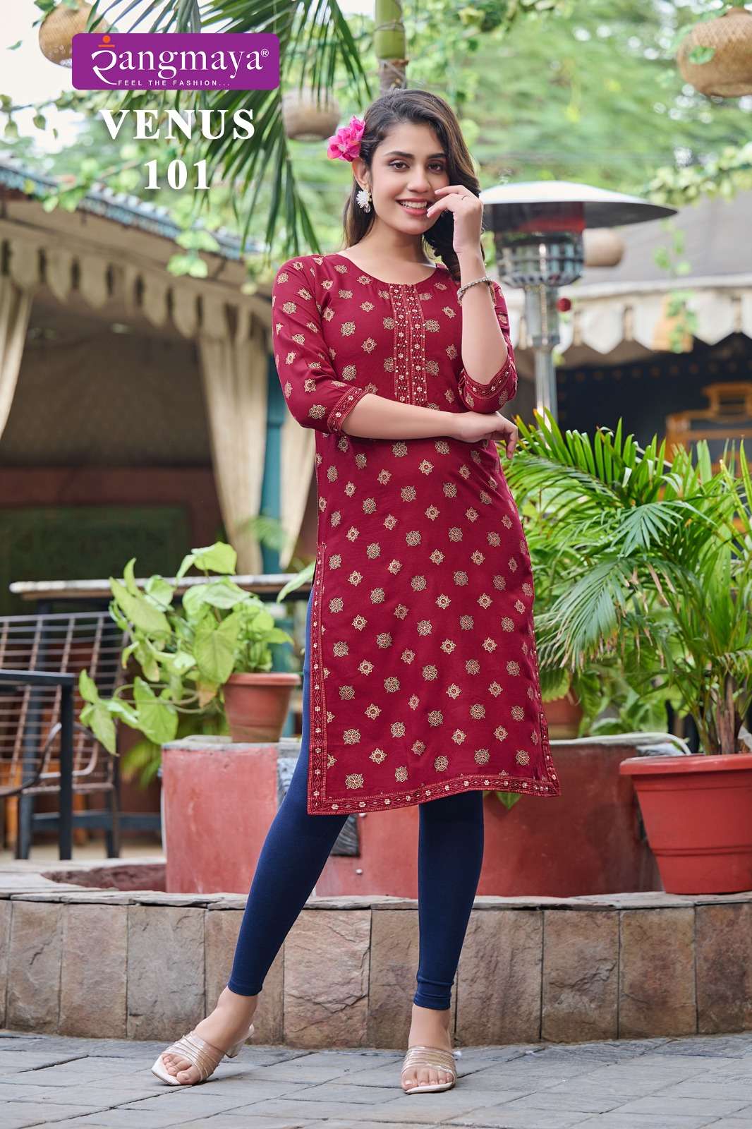 VENUS BY RANGMAYA 101 TO 108 SERIES RAYON PRINT WORK KURTIS