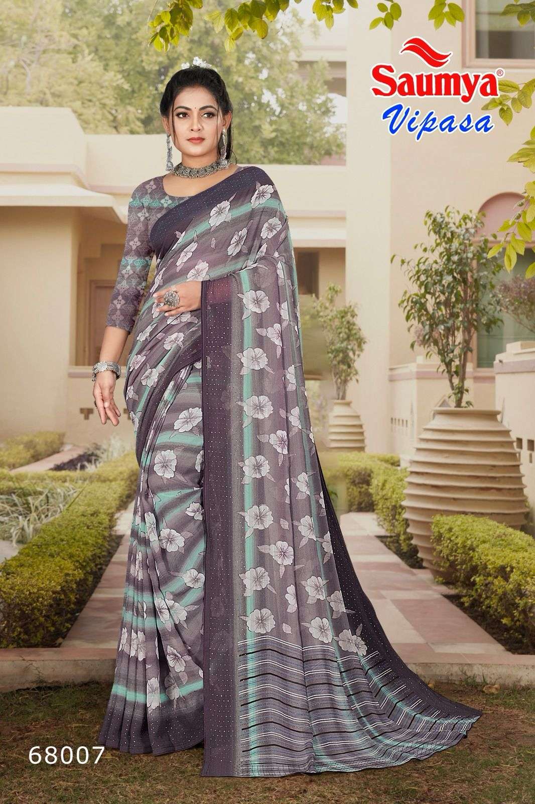 VIPASA BY SAUMYA 68001 TO 68008 SERIES GEORGETTE PRINT ZARI WORK CASUAL SAREES