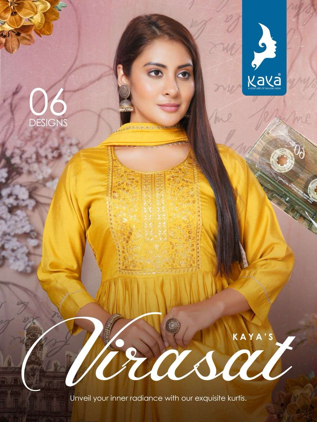 VIRASAT BY KAYA 01 TO 06 SERIES ROMAN SILK EMBROIDERY WORK READYMADE DRESSES