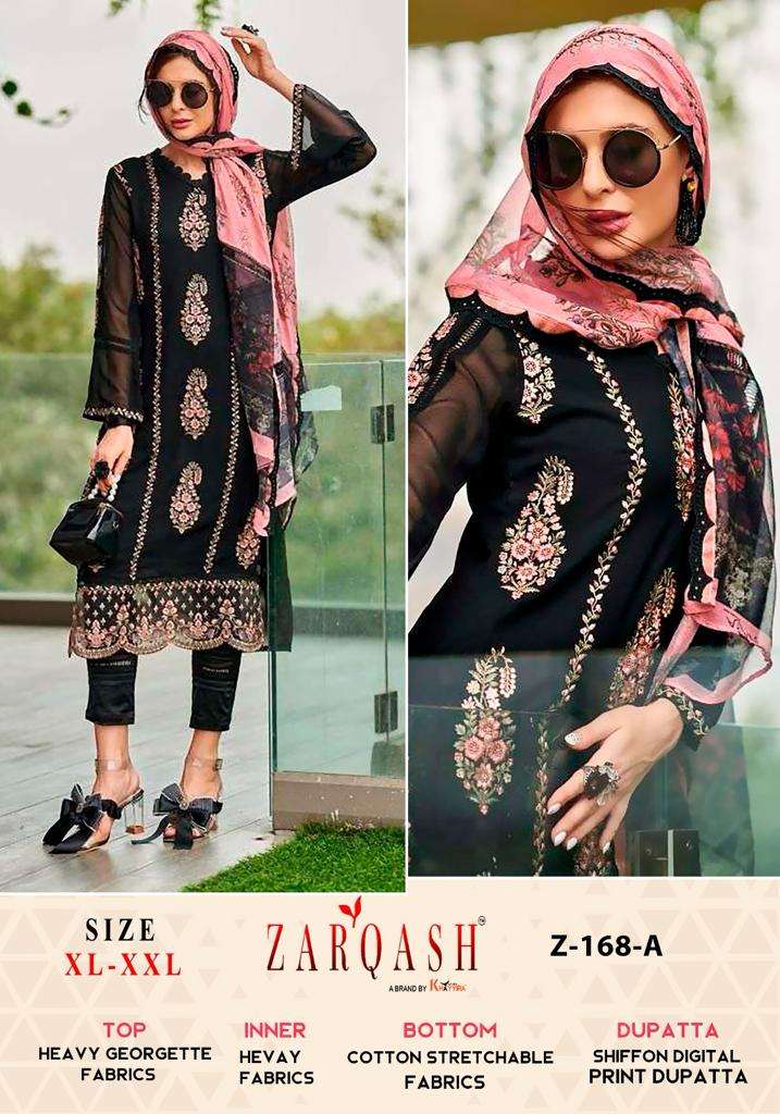 Z-168 NX BY ZARQASH 186-A & 168-B SERIES GEORGETTE EMBROIDERY WORK READYMADE DRESSES