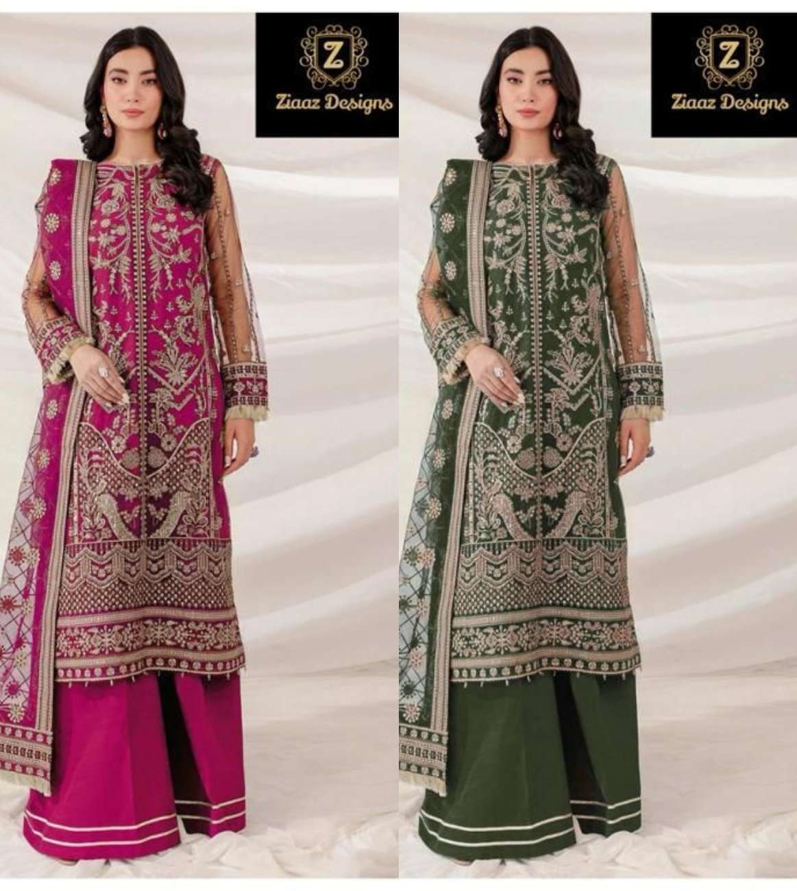 Z-375 NX BY ZIAAZ DESIGNS 375-B & 375-C SERIES GEORGETTE EMBROIDERY WORK PAKISTANI DRESSES