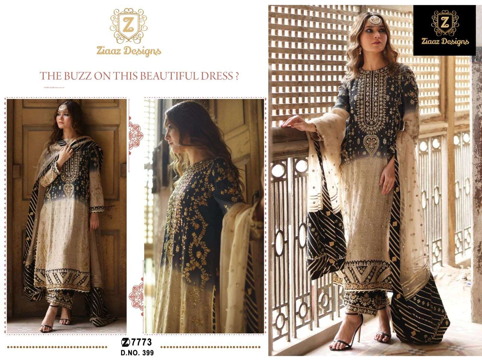 Z-399 HIT DESIGN BY ZIAAZ DESIGNS GEORGETTE EMBROIDERY WORK PAKISTANI DRESS