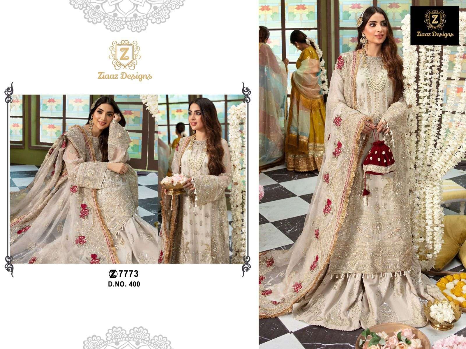 Z-400 HIT DESIGN BY ZIAAZ DESIGNS GEORGETTE EMBROIDERY WORK PAKISTANI DRESS