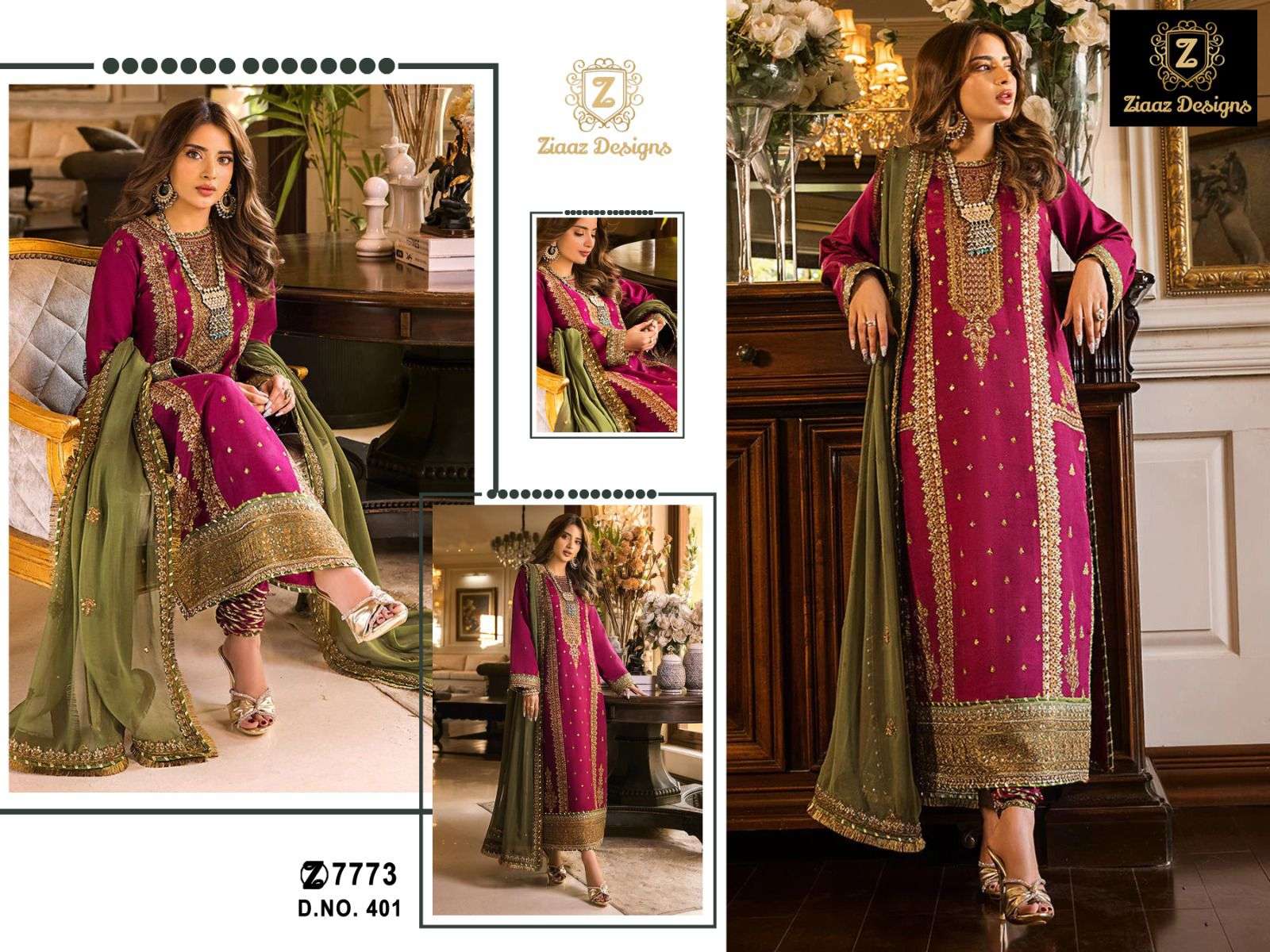 Z-401 HIT DESIGN BY ZIAAZ DESIGNS GEORGETTE EMBROIDERY WORK PAKISTANI DRESS