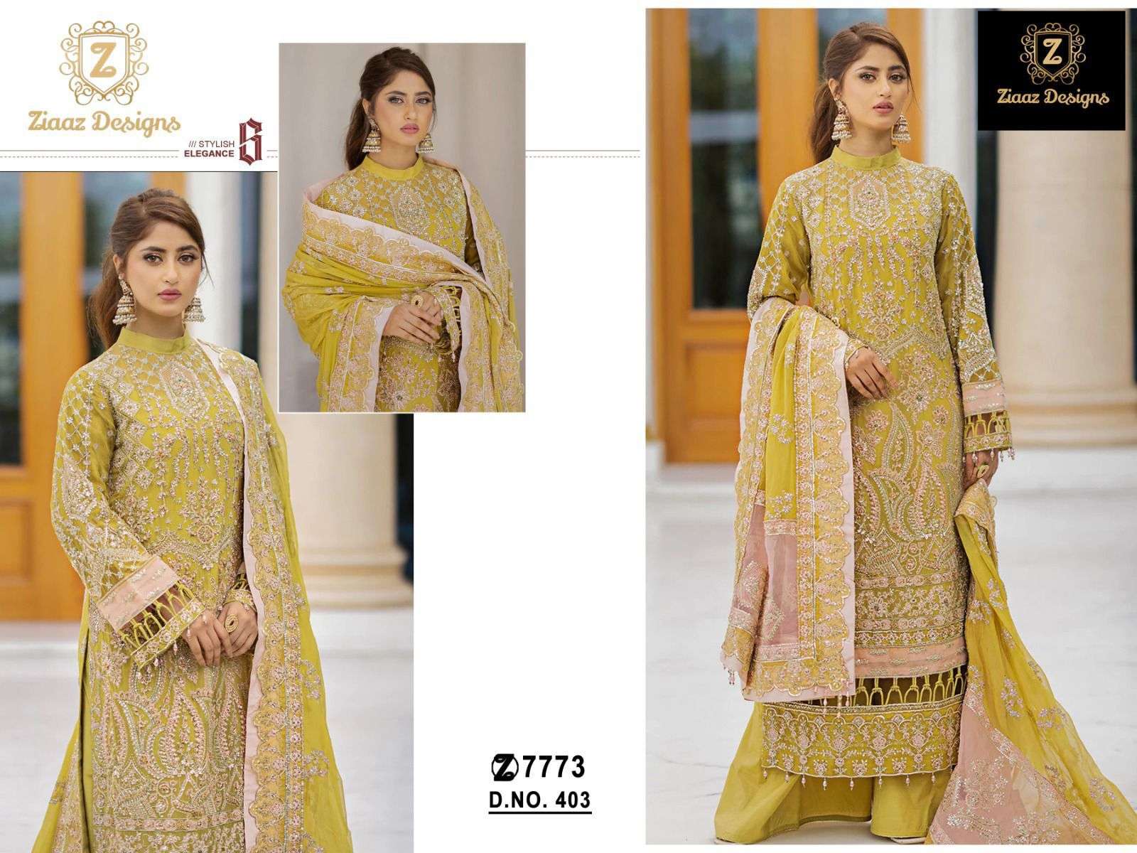 Z-403 HIT DESIGN BY ZIAAZ DESIGNS GEORGETTE HEAVY EMBROIDERY WORK PAKISTANI DRESS