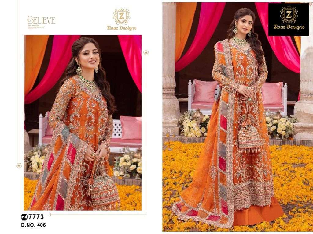 Z-406 HIT DESIGN BY ZIAAZ DESIGNS GEORGETTE HEAVY EMBROIDERY WORK PAKISTANI DRESS