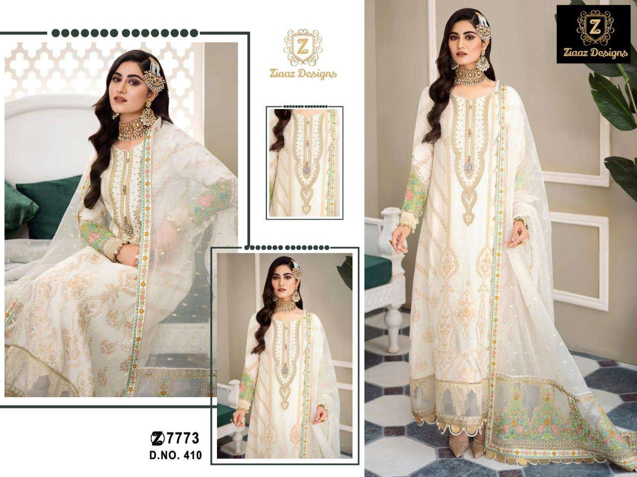 Z-410 HIT DESIGN BY ZIAAZ DESIGNS SATIN SILK EMBROIDERY WORK PAKISTANI DRESS