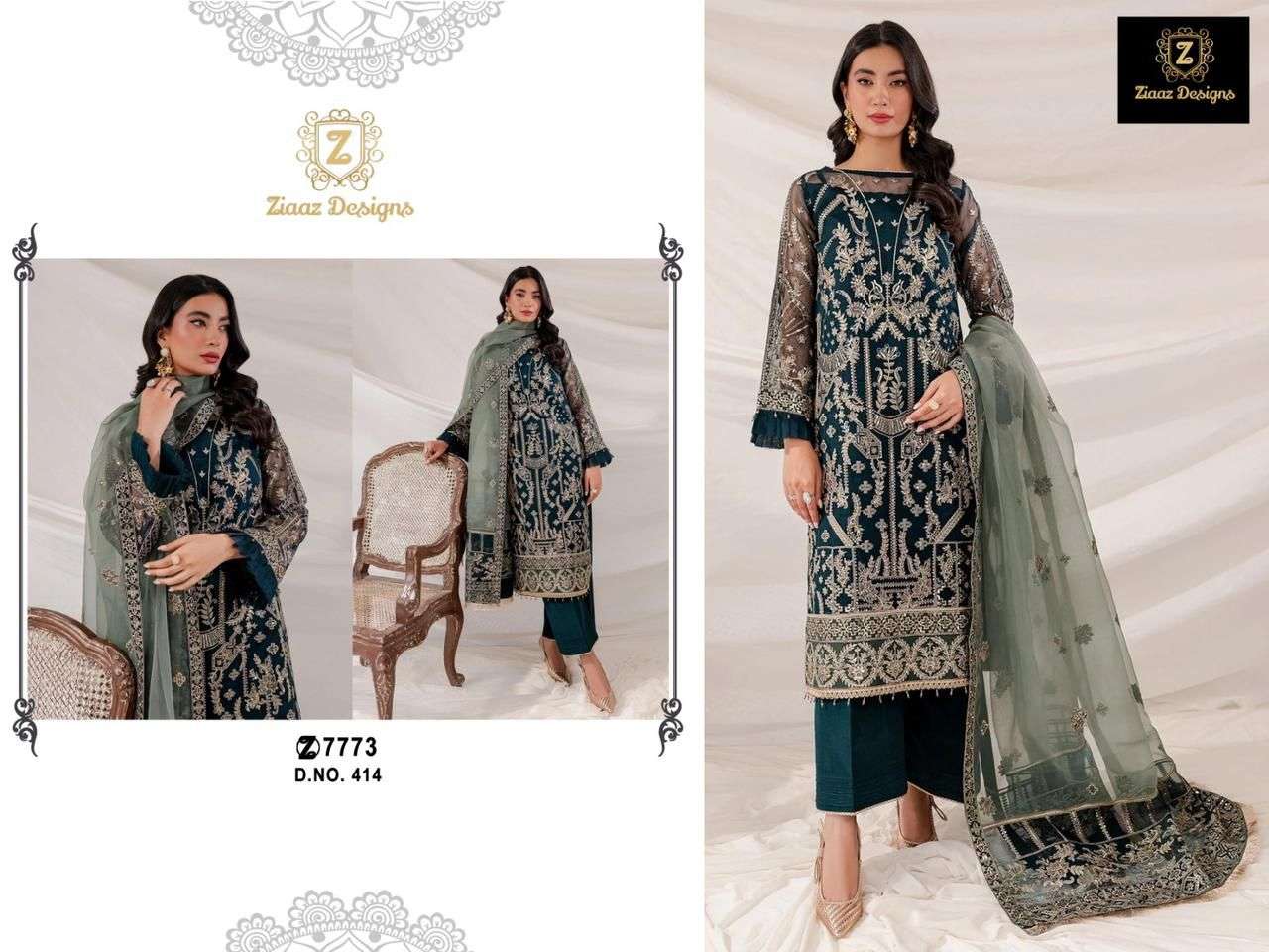 Z-414 HIT DESIGN BY ZIAAZ DESIGNS GEORGETTE HEAVY EMBROIDERY WORK PAKISTANI DRESS