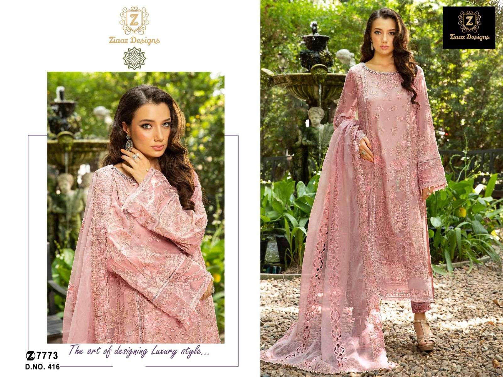 Z-416 HIT DESIGN ZIAAZ DESIGNS ORGANZA HEAVY EMBROIDERY WORK PAKISTANI DRESS