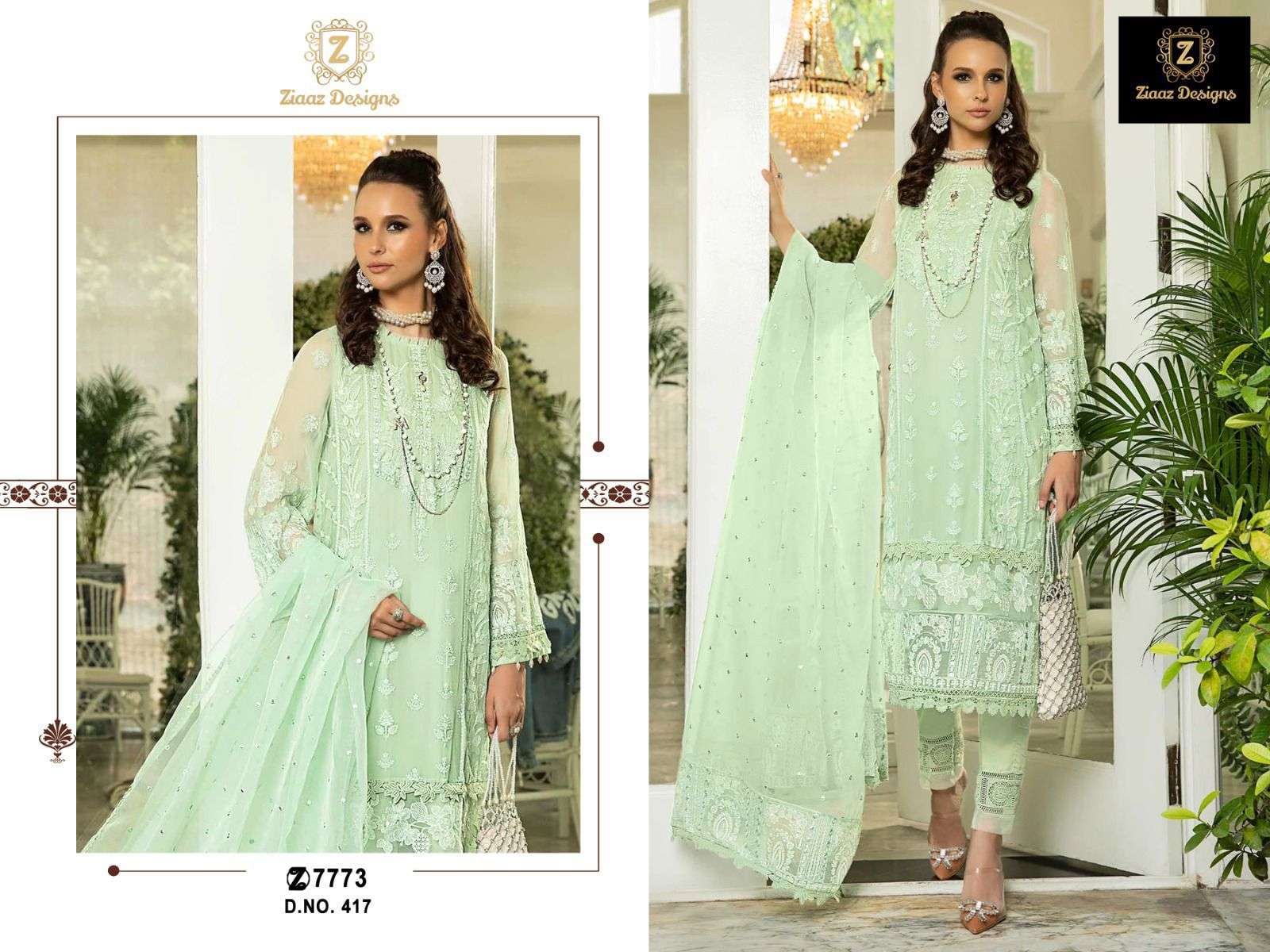 Z-417 HIT DESIGN BY ZIAAZ DESIGNS ORGANZA HEAVY EMBROIDERY WORK PAKISTANI DRESS