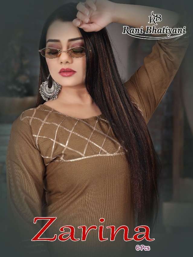 ZARINA BY RANI BHATIYANI 01 TO 06 SERIES RAYON FANCY WORK KURTI & PLAZZOS