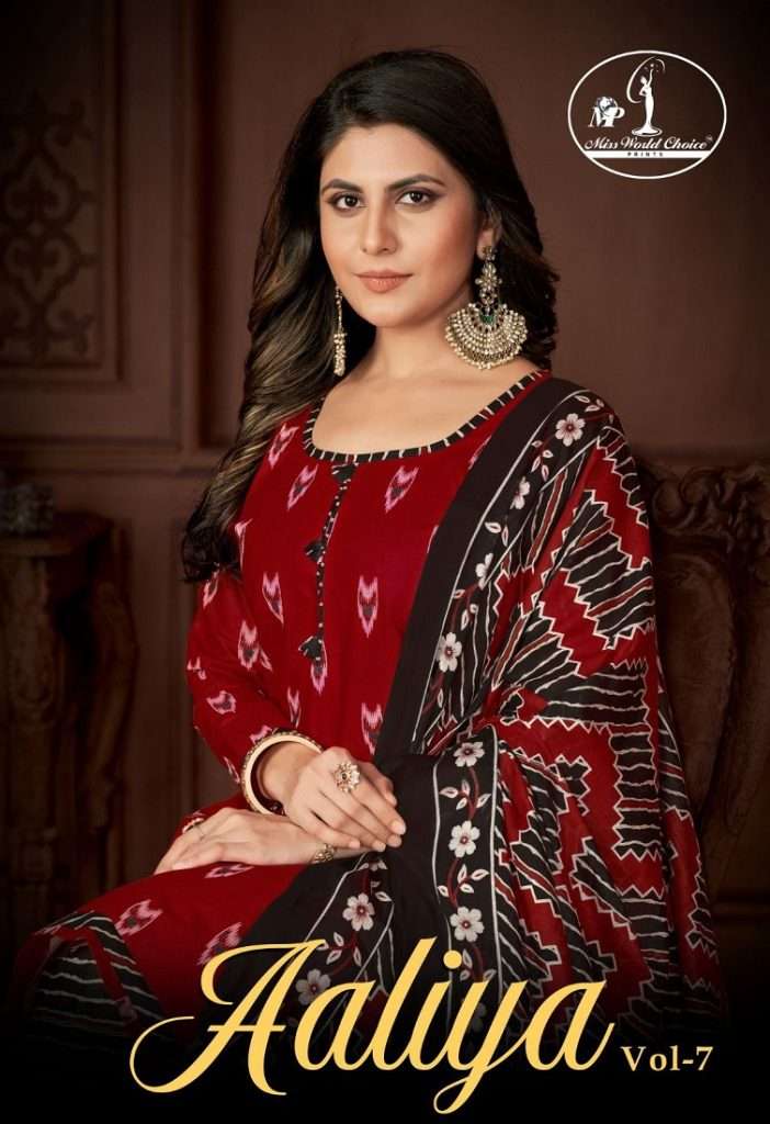 AALIYA VOL-7 BY MISS WORLD CHOICE 7001 TO 7010 SERIES PURE COTTON PRINT DRESSES