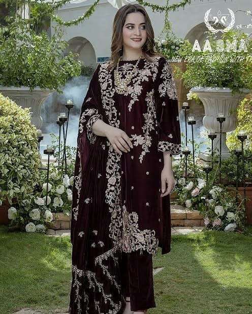 AASMA 205 HIT DESIGN BY AQSAWHOLESALE FAUX GEORGETTE WORK PAKISTANI DRESS