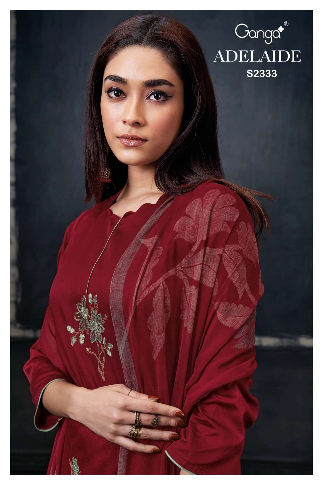 ADELAIDE BY GANGA FASHIONS 2333-A TO 2333-D SERIES COTTON SILK EMBROIDERY WORK DRESSES