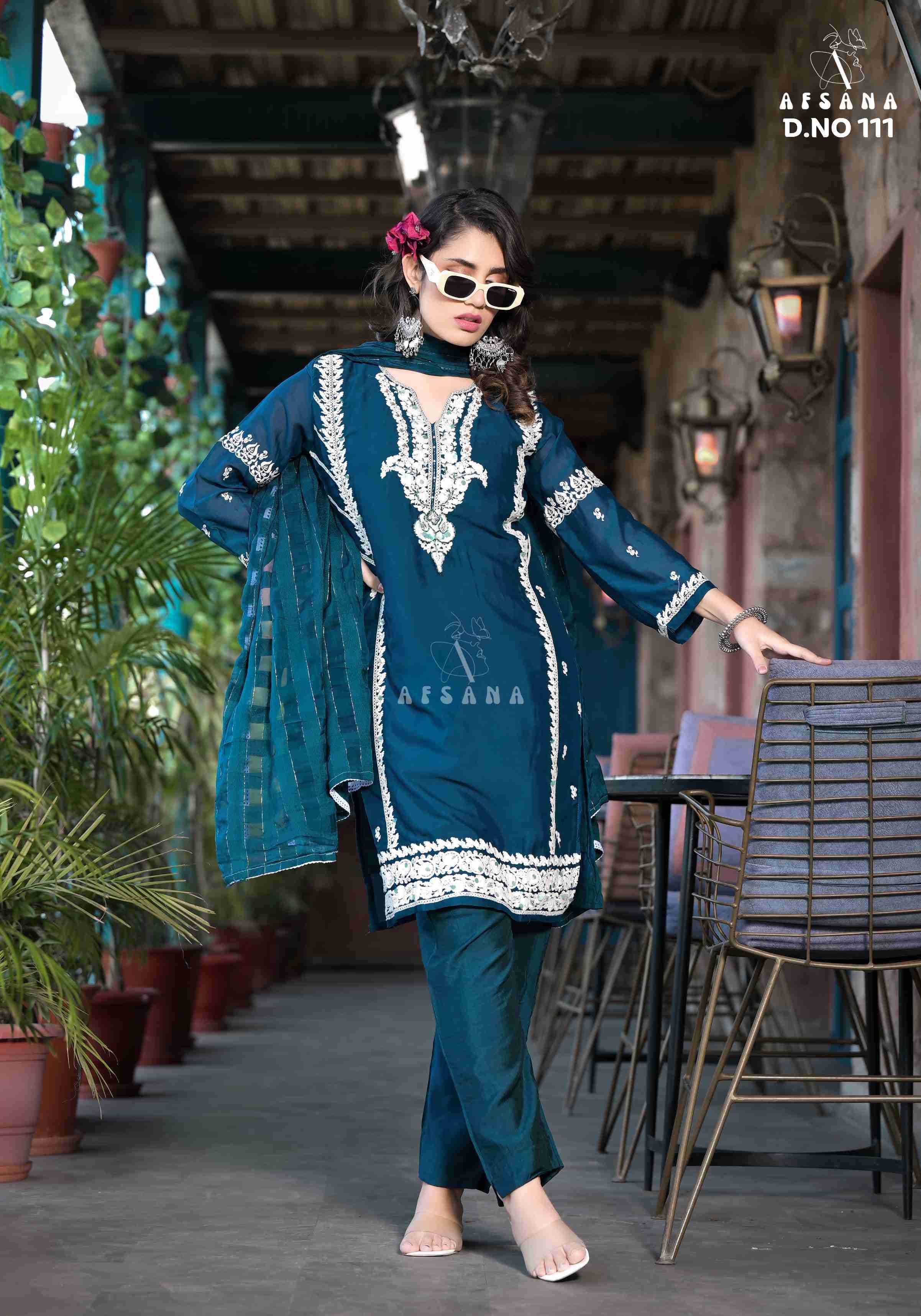 AF-111 COLOURS BY AFSANA SOFT ORGANZA HEAVY EMBROIDERY READYMADE DRESSES