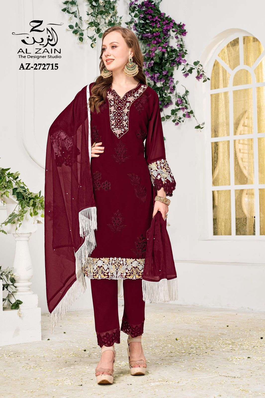 AL-ZAIN 272715 NX BY AL ZAIN FAUX GEORGETTE EMBROIDERY WORK READYMADE DRESSES