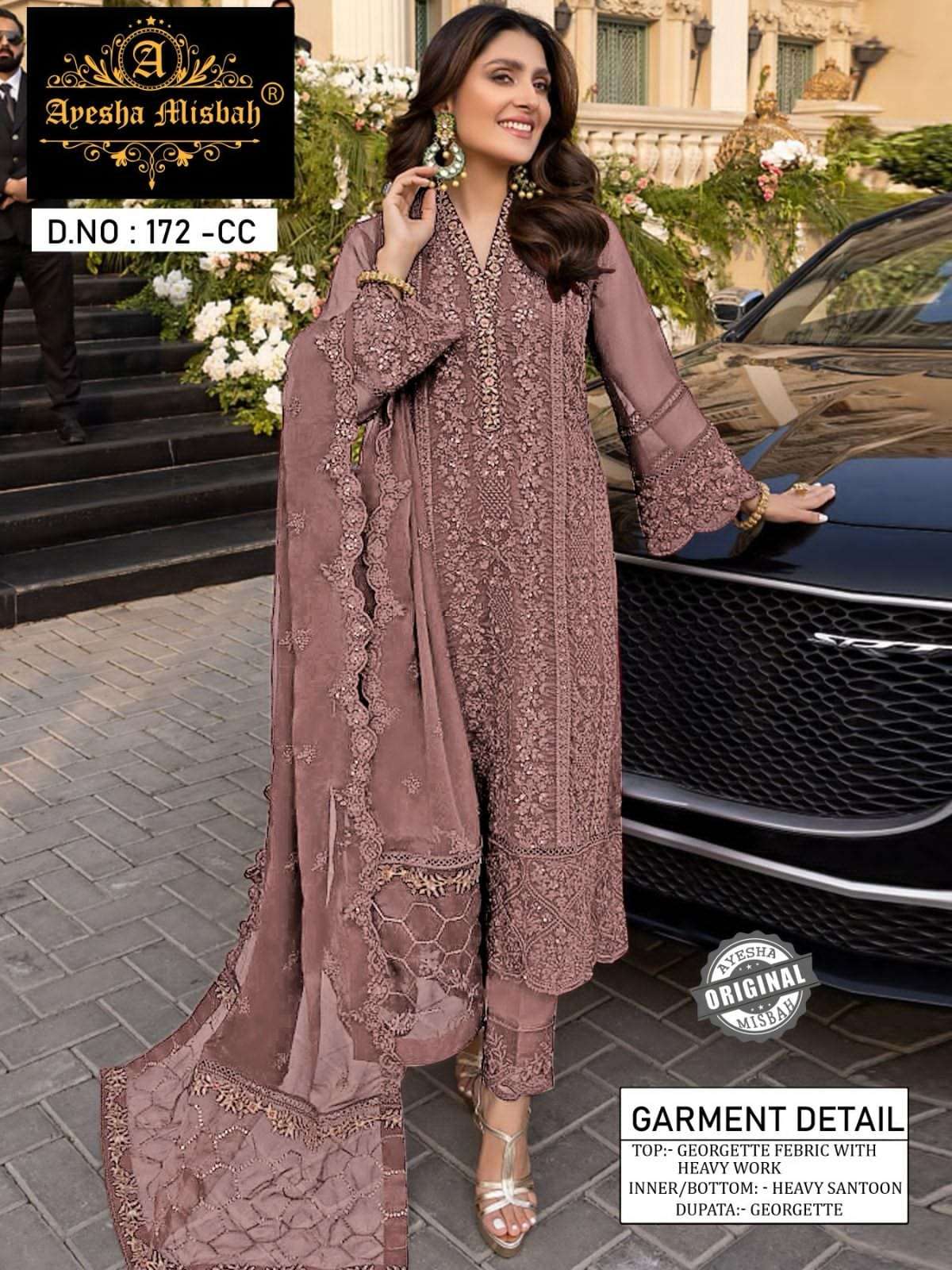 AM 172 COLOURS BY AYESHA MISBAH 172-A TO 172-F SERIES GEORGETTE HEAVY WORK DRESSES