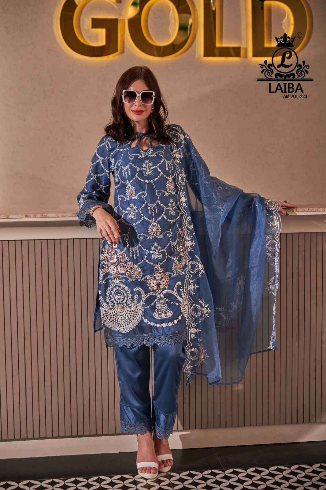 AM VOL-223 BY LAIBA PURE ORGANZA HEAVY EMBROIDERY WORK READYMADE DRESSES