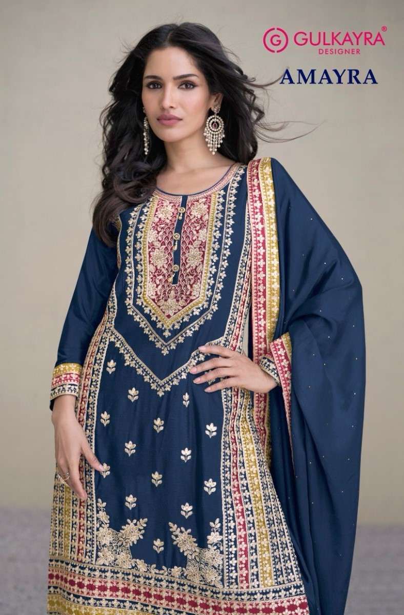 AMAYRA BY GULKAYRA 7442-A TO 7442-C SERIES CHINON HEAVY WORK READYMADE DRESSES