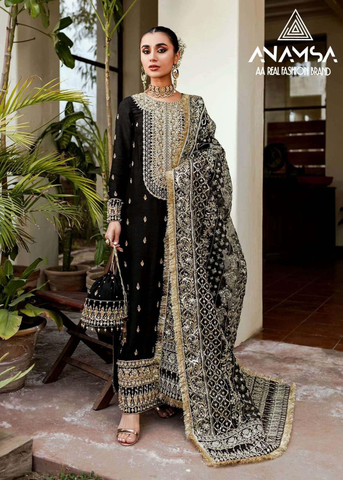 ANAMSA 294 HIT DESIGN BY ANAMSA PURE GEORGETTE EMBROIDERY WORK PAKISTANI DRESS