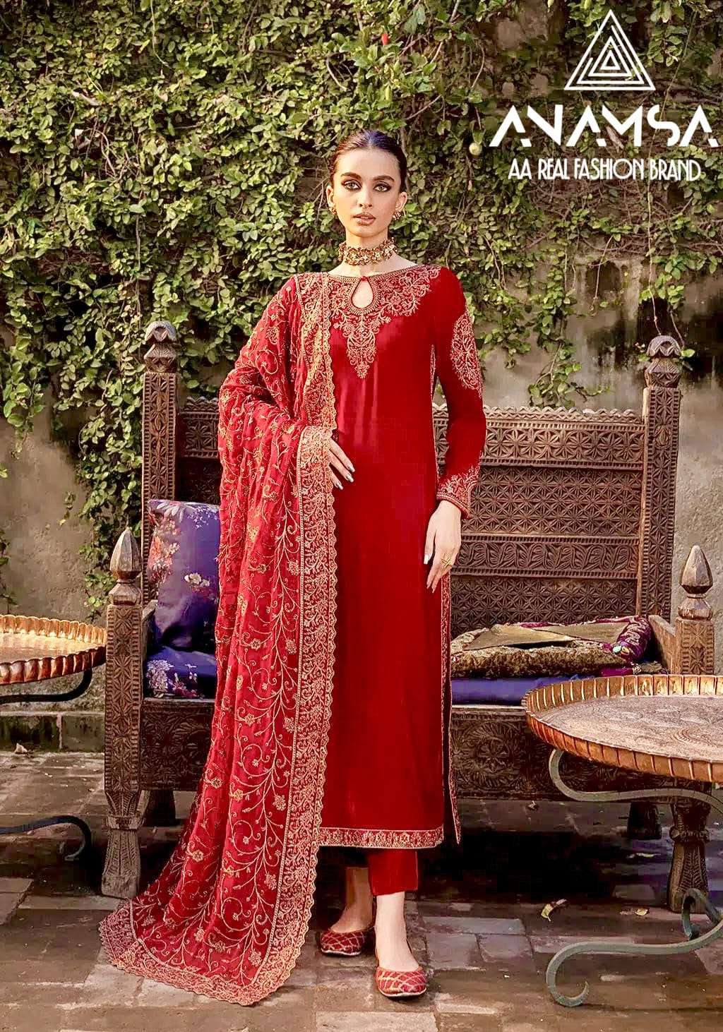 ANAMSA 295 HIT DESIGN BY ANAMSA FAUX GEORGETTE EMBROIDERY WORK DRESS