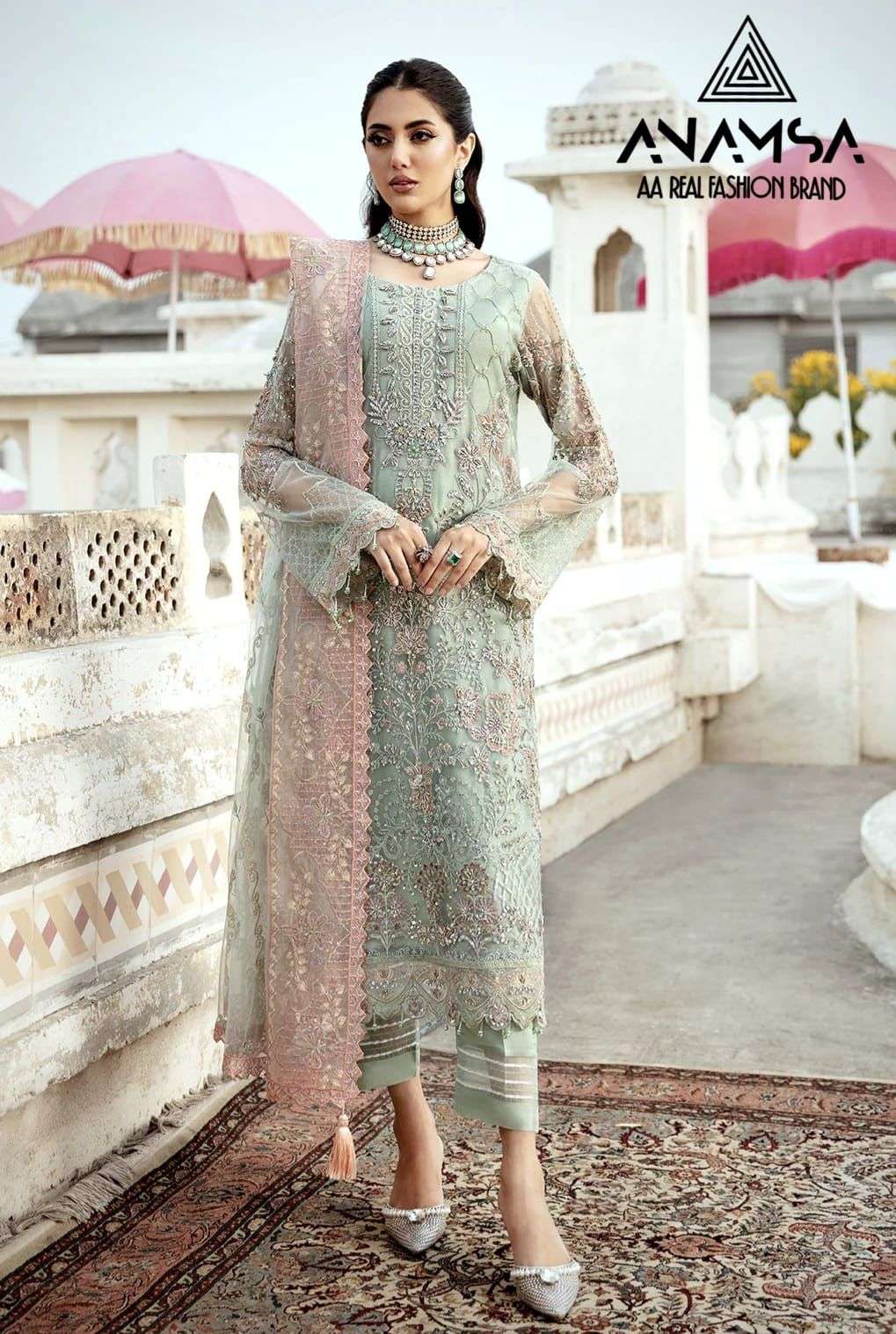 ANAMSA 298 HIT DESIGN BY ANAMSA FAUX GEORGETTE HEAVY WORK PAKISTANI DRESS