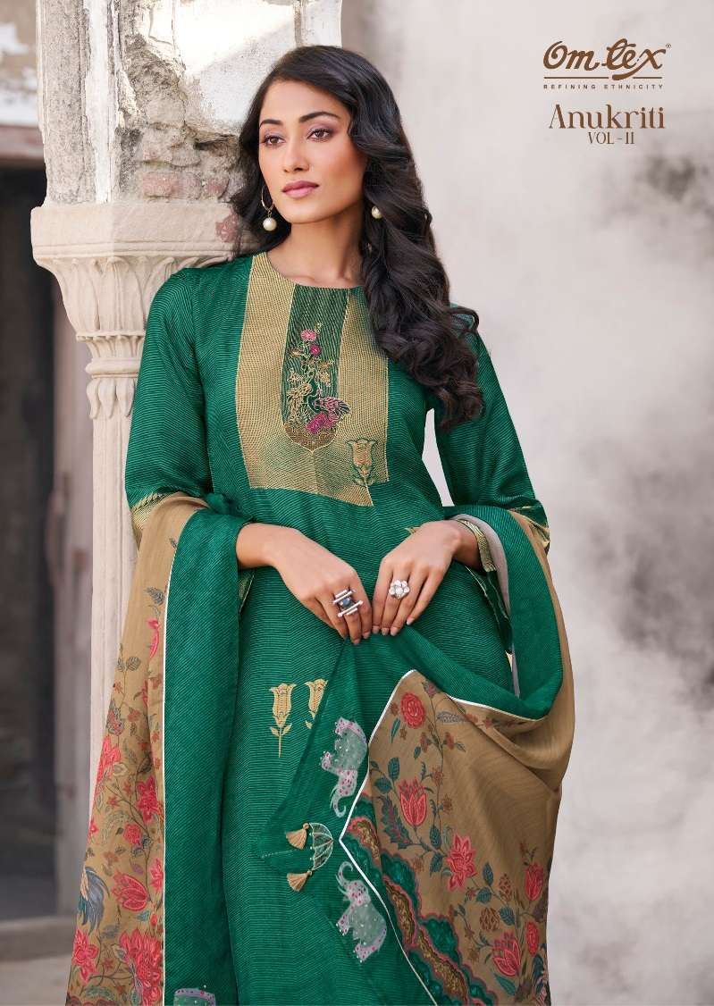 ANUKRITI VOL-11 BY OMTEX 3411-A TO 3411-D SERIES BANARASI JACQUARD WORK DRESSES