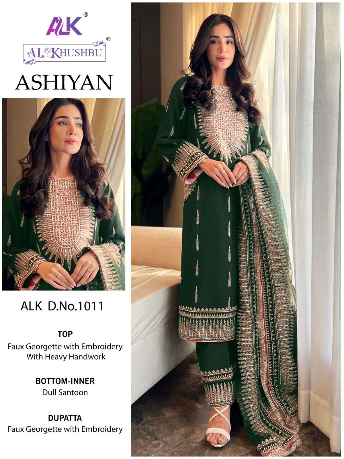 ASHIYAN 1011 HIT DESIGN BY AL KHUSHBU GEORGETTE HEAVY EMBROIDERY PAKISTANI DRESS