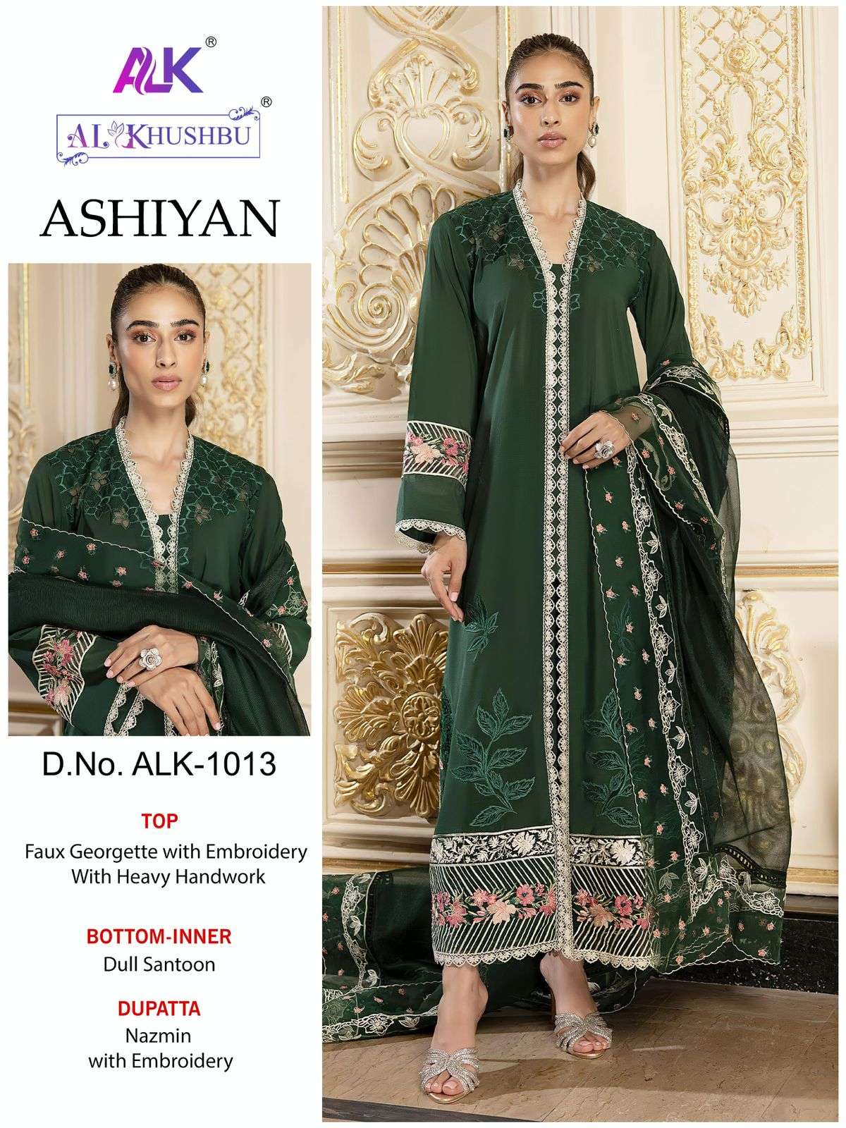 ASHIYAN 1013 HIT DESIGN BY AL KHUSHBU GEORGETTE HEAVY EMBROIDERY WORK DRESS