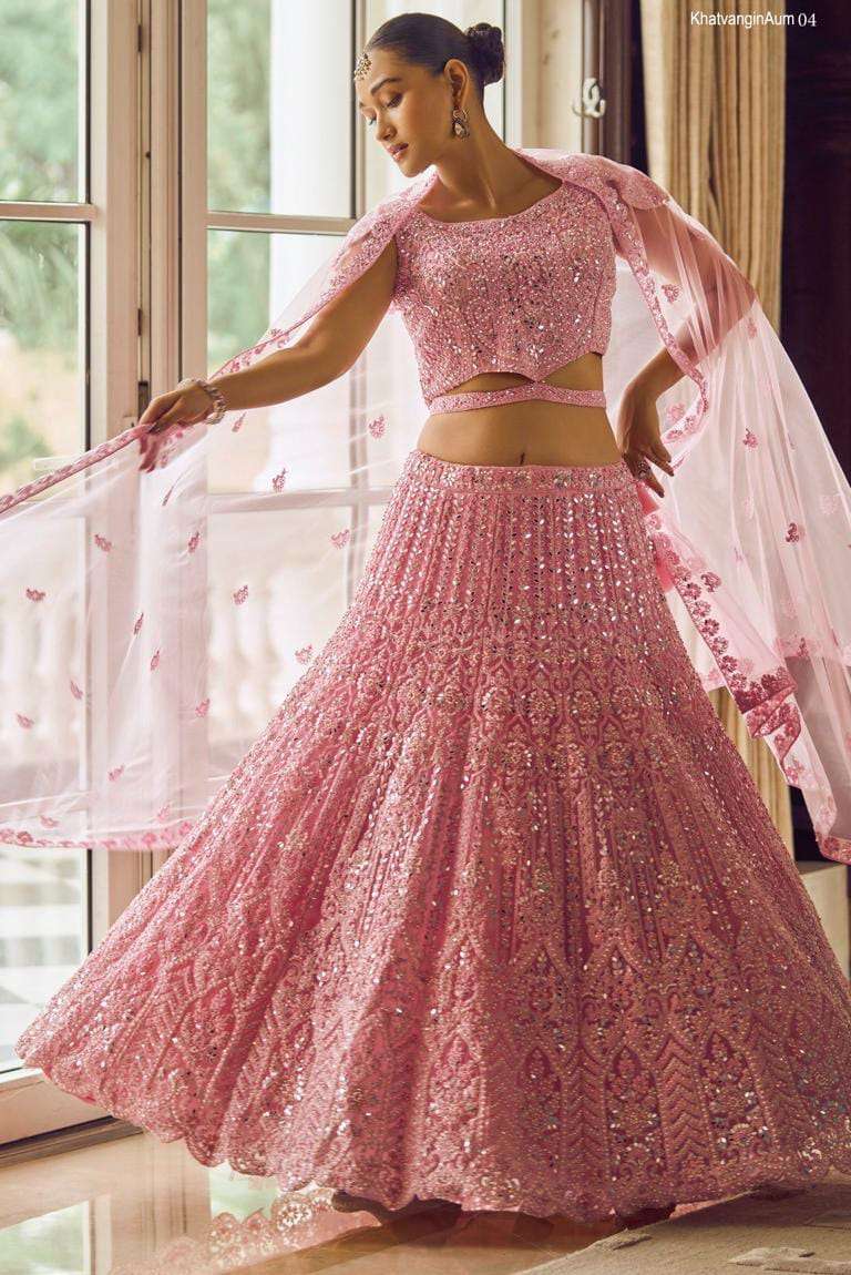 ATRANGI 04 HIT DESIGN BY AQSAWHOLESALE DESIGNER FABRIC HEAVY WORK CROP-TOP LEHENGA