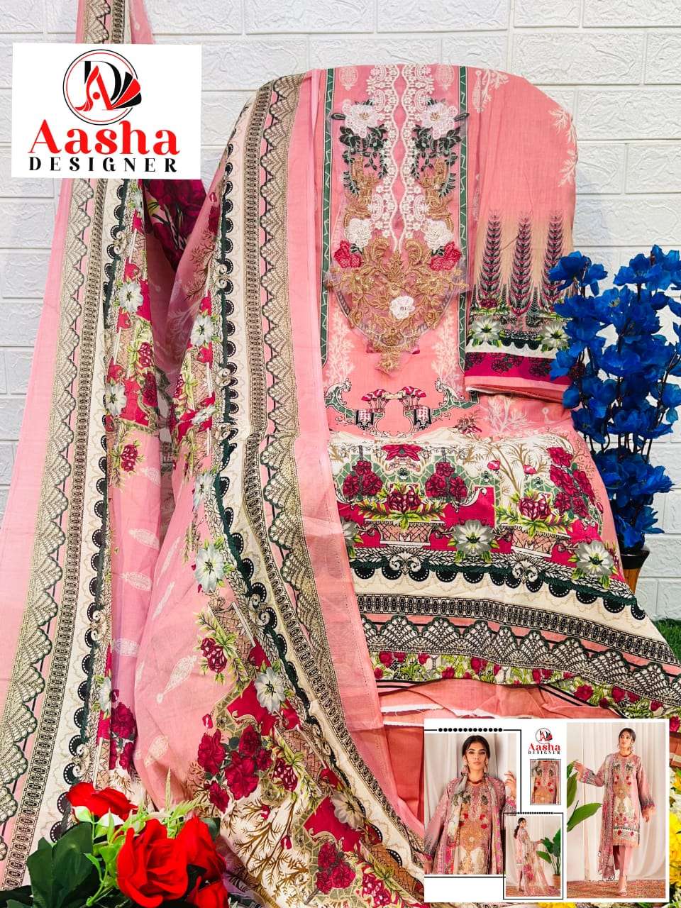 AYEZAL VOL-1 BY AASHA DESIGNER PURE COTTON PRINT EMBROIDERY WORK PAKISTANI DRESSES