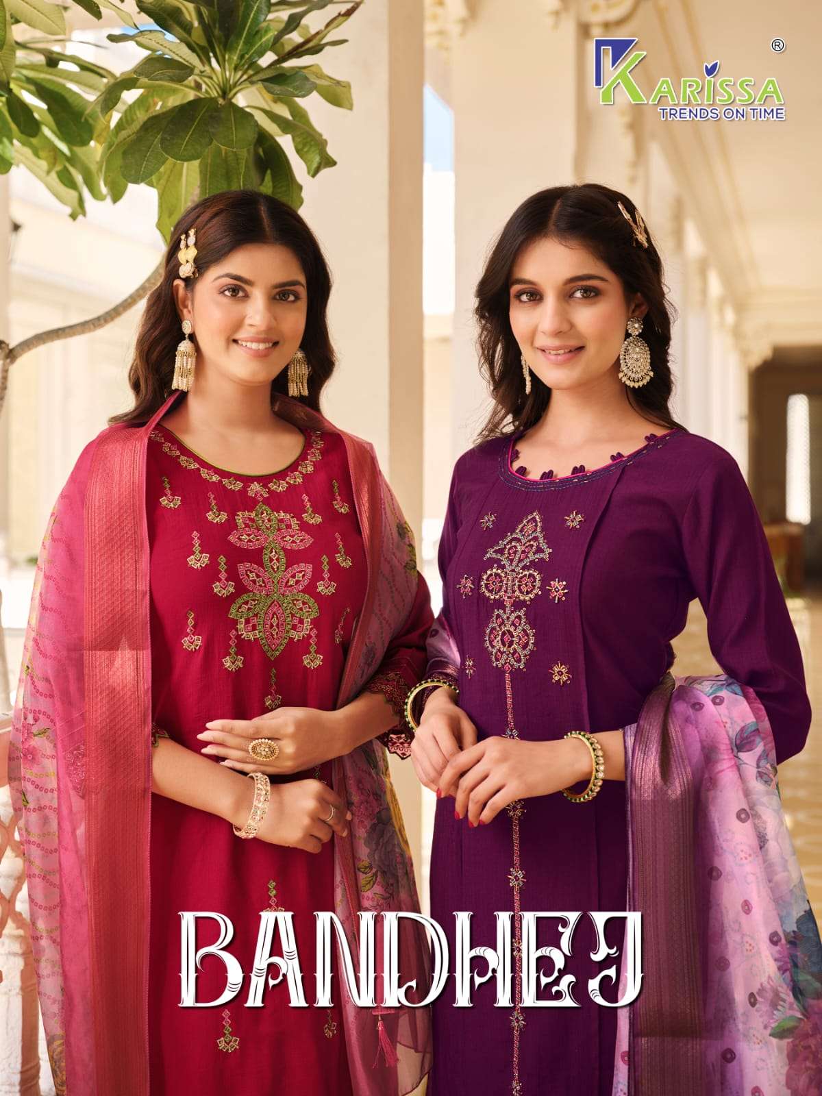 BANDHEJ BY KARISSA 1001 TO 1004 SERIES VISCOSE SILK EMBROIDERY READYMADE DRESSES