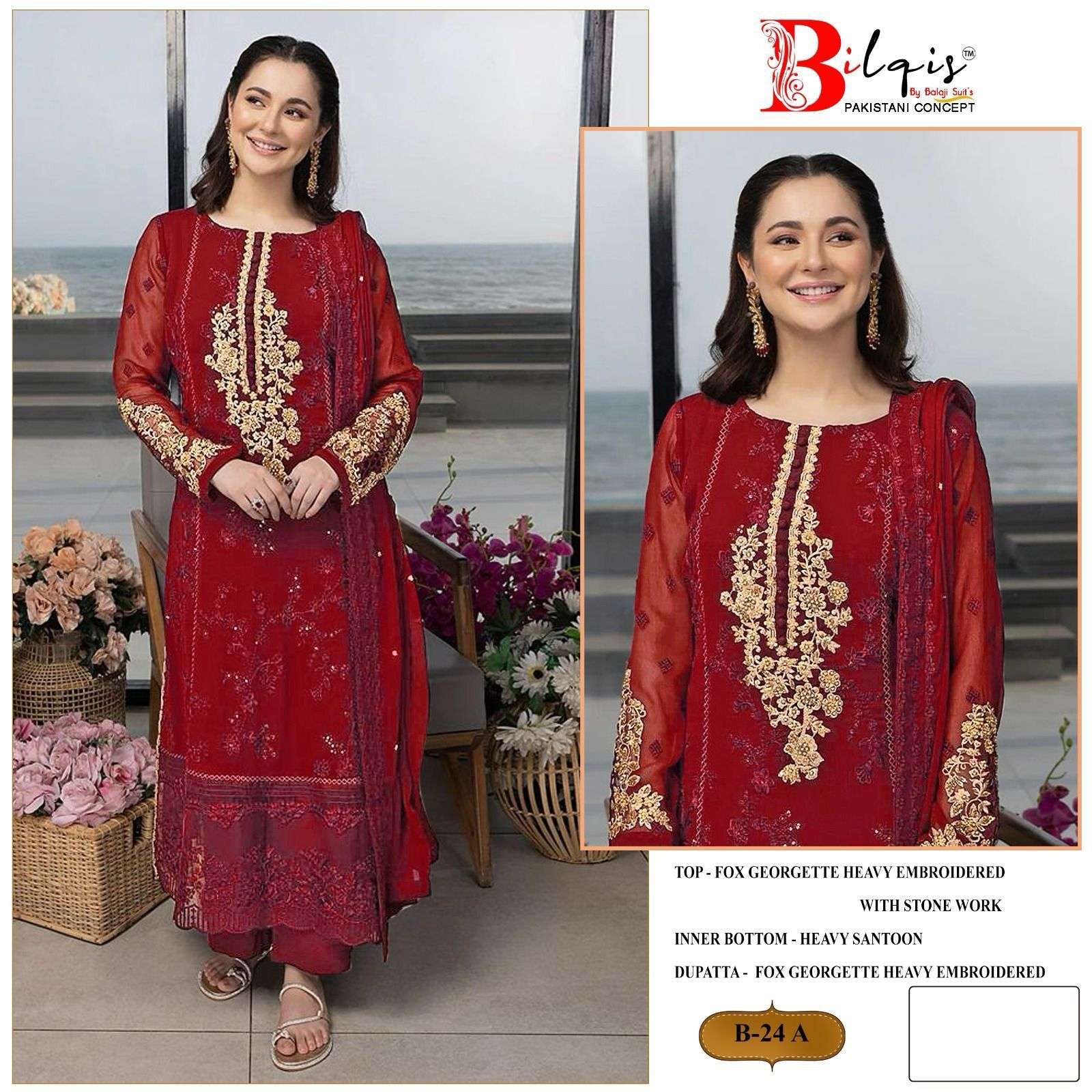 BILQIS 24-A TO 24-D SERIES BY AQSAWHOLESALE FAUX GEORGETTE WORK PAKISTANI DRESSES