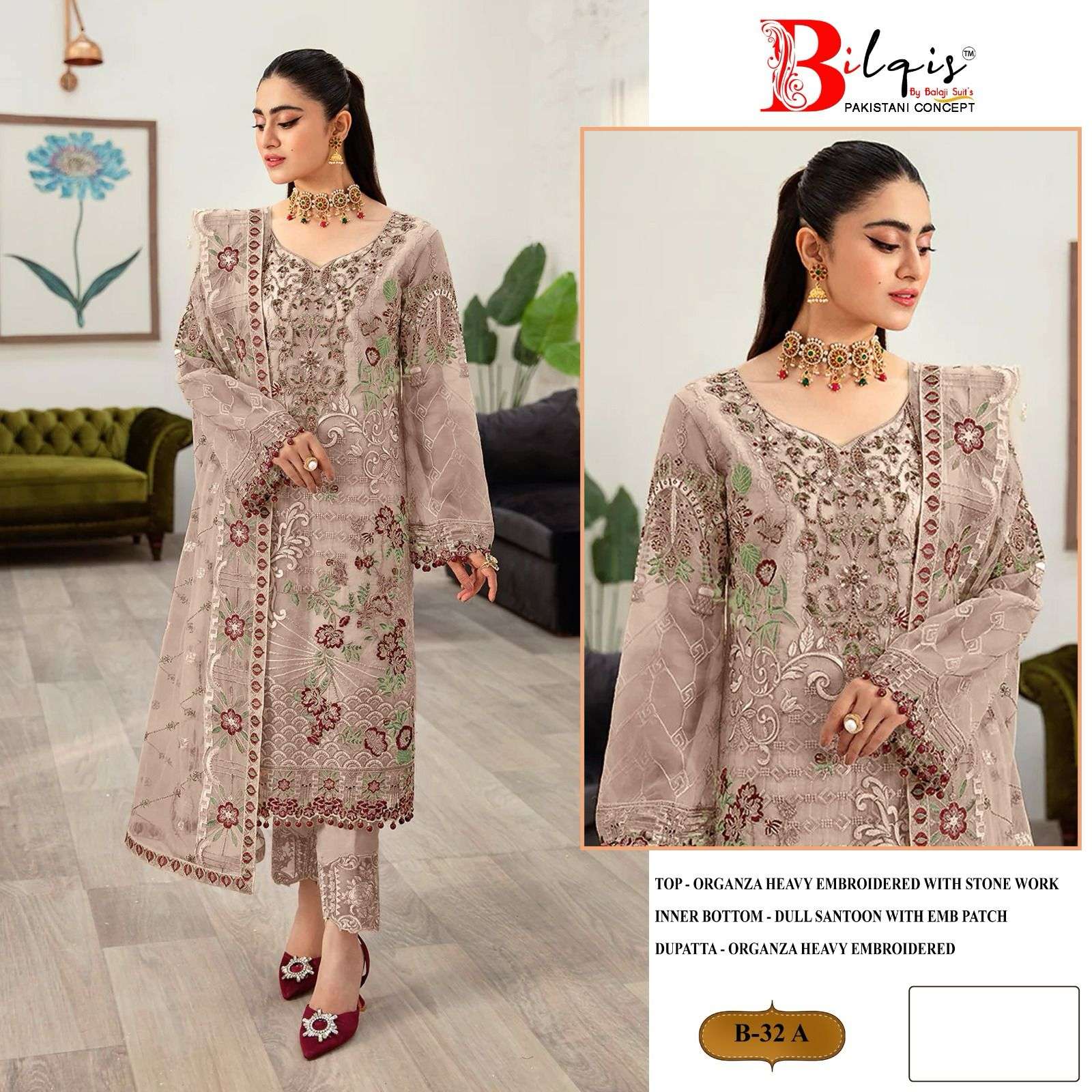 BILQIS 32 COLOURS BY AQSAWHOLESALE ORGANZA HEAVY EMBROIDERY WORK PAKISTANI DRESSES