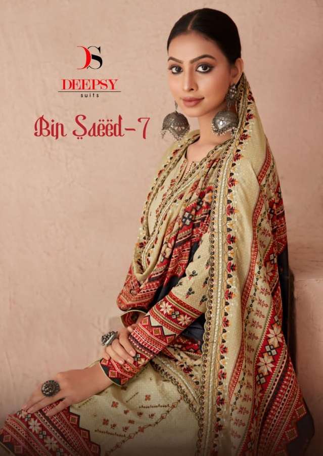 BIN SAEED VOL-7 BY DEEPSY SUITS 29001 TO 29006 SERIES PURE COTTON PRINT WORK DRESSES