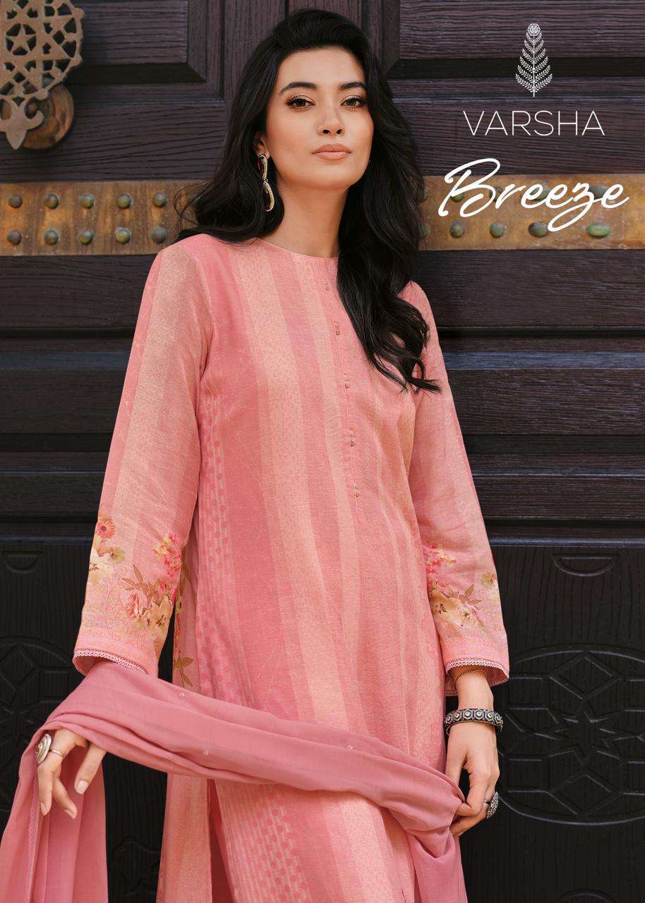 BREEZE BY VARSHA 01 TO 05 SERIES COTTON LINEN PRINT HAND WORK DRESSES