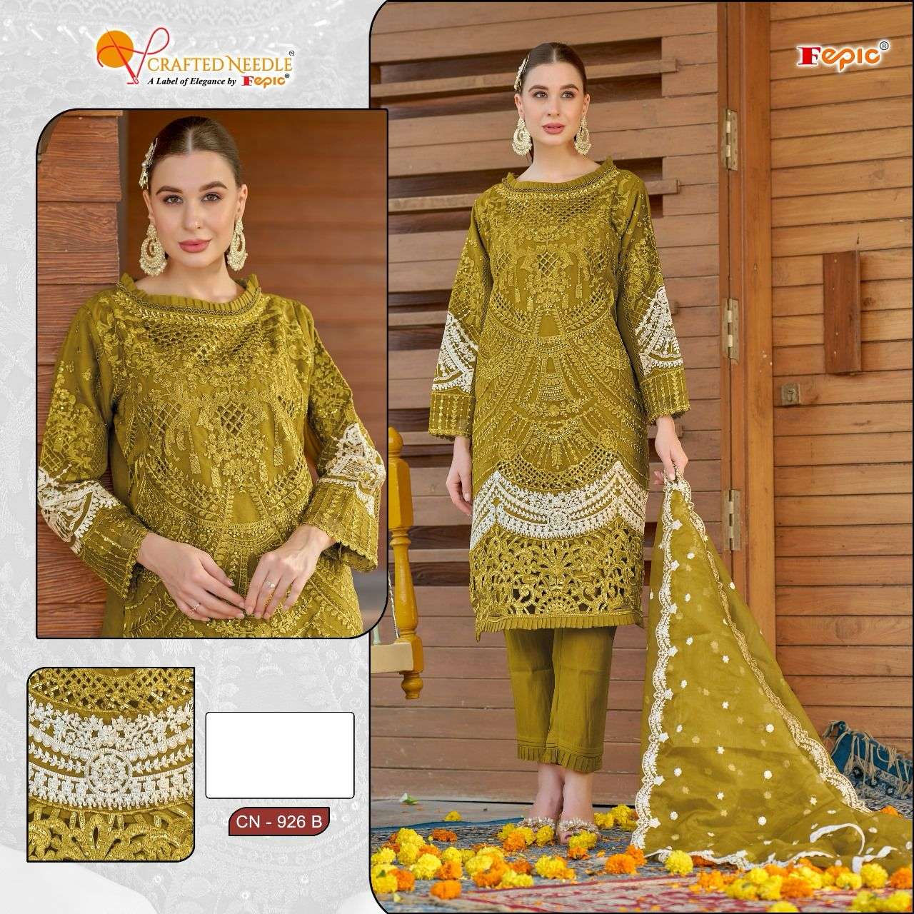 CN-926 COLOURS BY FEPIC 926-A TO 926-C SERIES ORGANZA HEAVY WORK PAKISTANI DRESSES