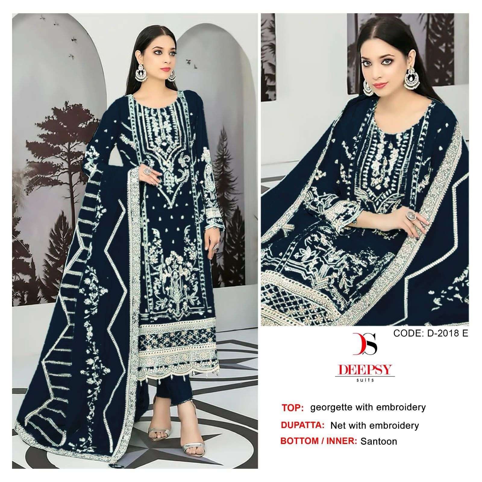 D-2018-E TO 2018-H SERIES BY DEEPSY SUITS GEORGETTE HEAVY EMBROIDERY WORK DRESSES