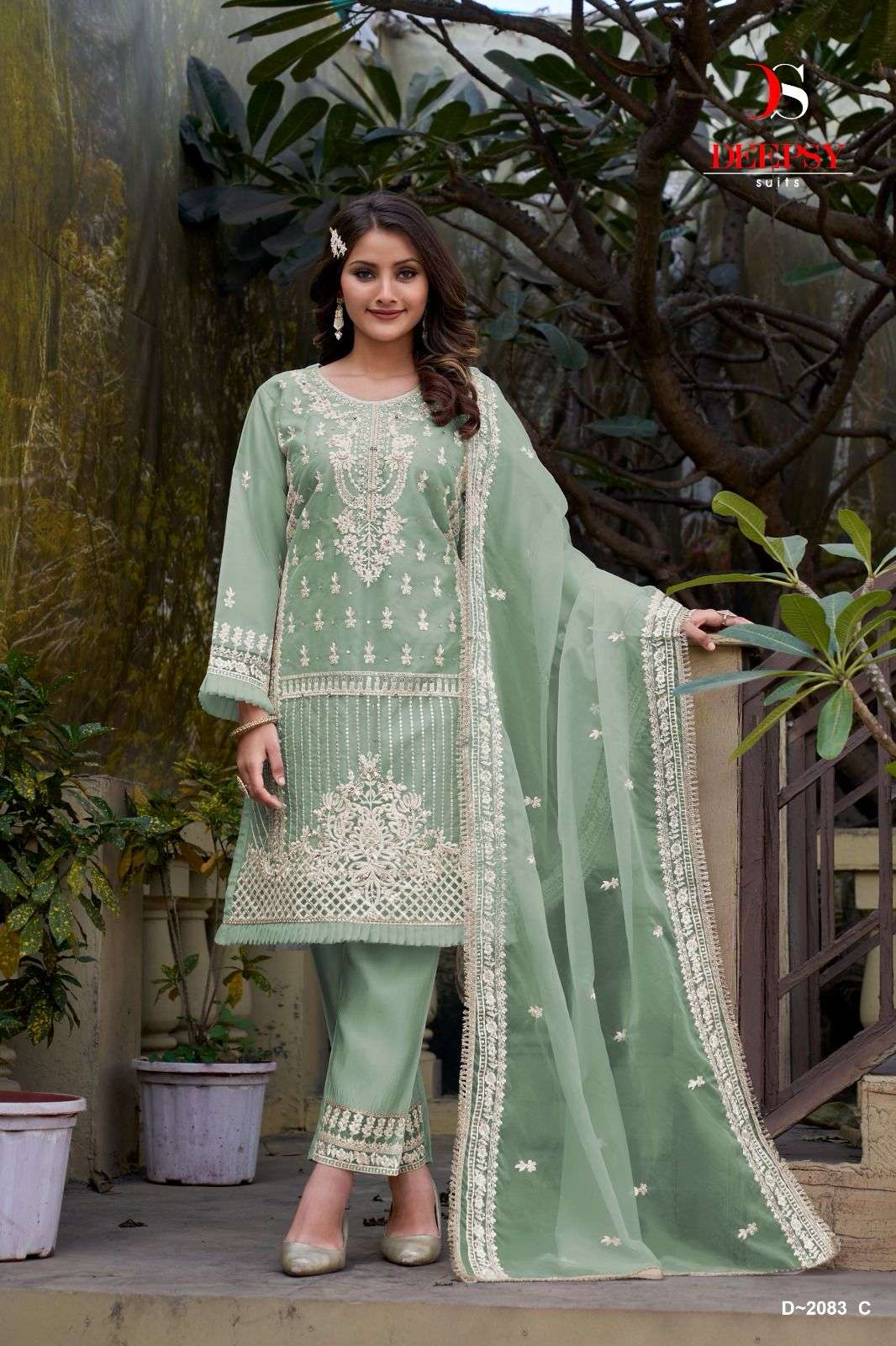 D-2083 COLOURS BY DEEPSY SUITS 2083-A TO 2083-D SERIES ORGAZNA WORK PAKISTANI DRESSES