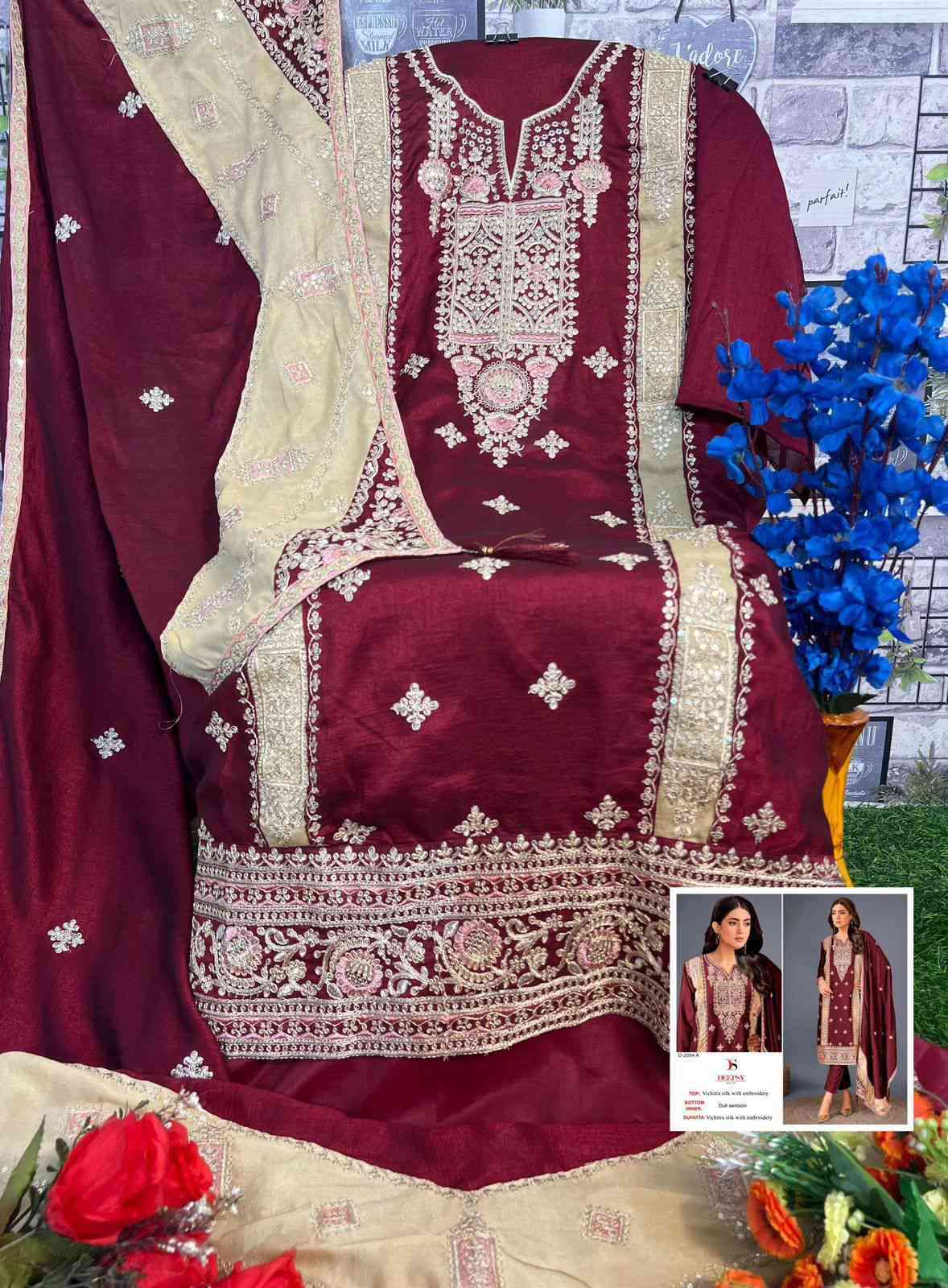 D-2084 NX BY DEEPSY SUITS 2084-A TO 2084-C SERIES VICHITRA SILK WORK PAKISTANI DRESSES